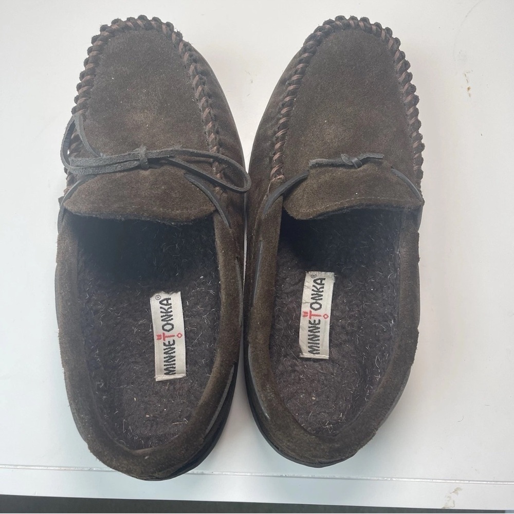 Minnetonka Men's Casey Moccasin Slippers Chocolate Sz 10 - Picture 3 of 8
